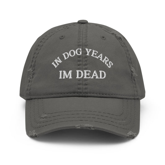 In Dog Years I'm Dead Funny Distressed Embroidered Baseball Hat