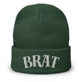 Brat Winter Fall Tattoo White Font Beanie