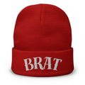 Brat Winter Fall Tattoo White Font Beanie