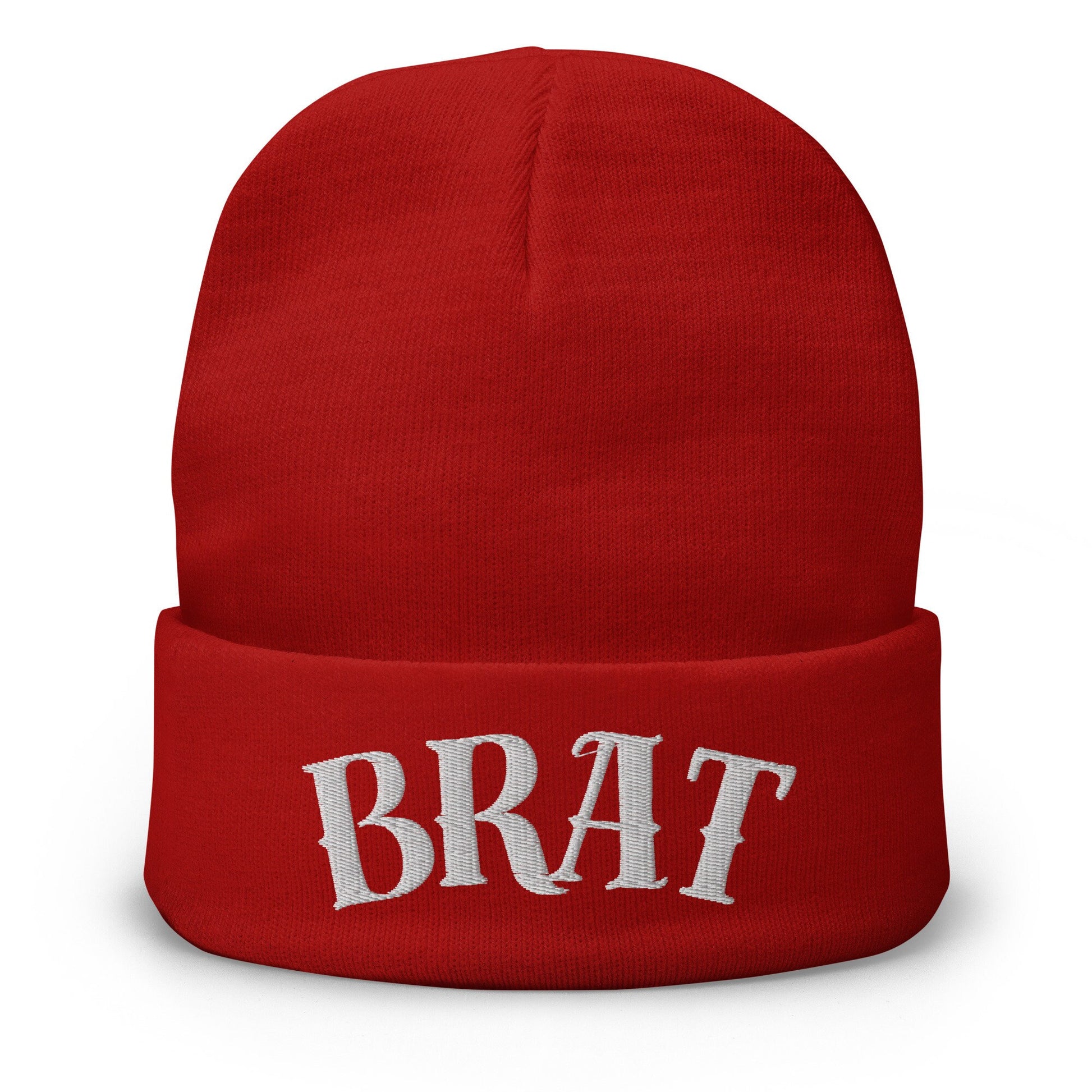 Brat Winter Fall Tattoo White Font Beanie