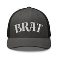 Brat Summer Edgy Tattoo Font Hat Trucker Cap White Font