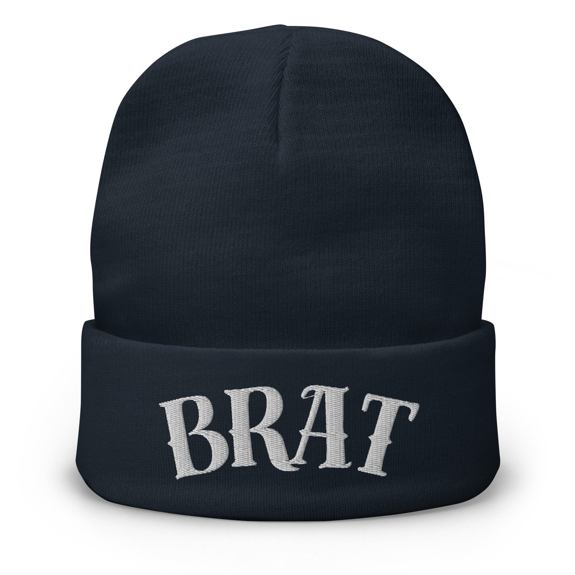 Brat Winter Fall Tattoo White Font Beanie