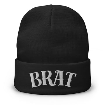 Brat Winter Fall Tattoo White Font Beanie