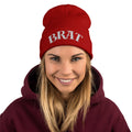 Brat Winter Fall Tattoo White Font Beanie