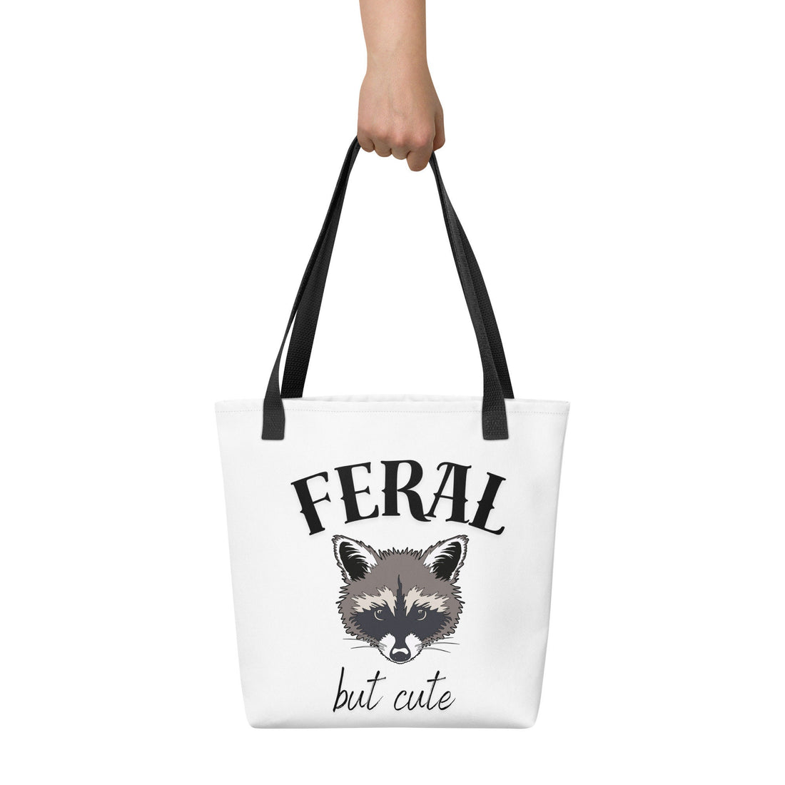 Feral but Cute Trendy Funny Raccoon Tote Bag