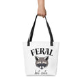 Feral but Cute Trendy Funny Raccoon Tote Bag