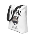 Feral but Cute Trendy Funny Raccoon Tote Bag