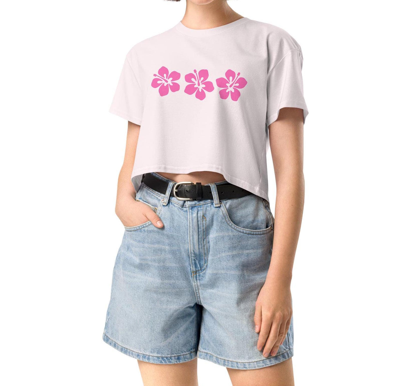 hibiscus baby tee y2k 2000s style pink crop top