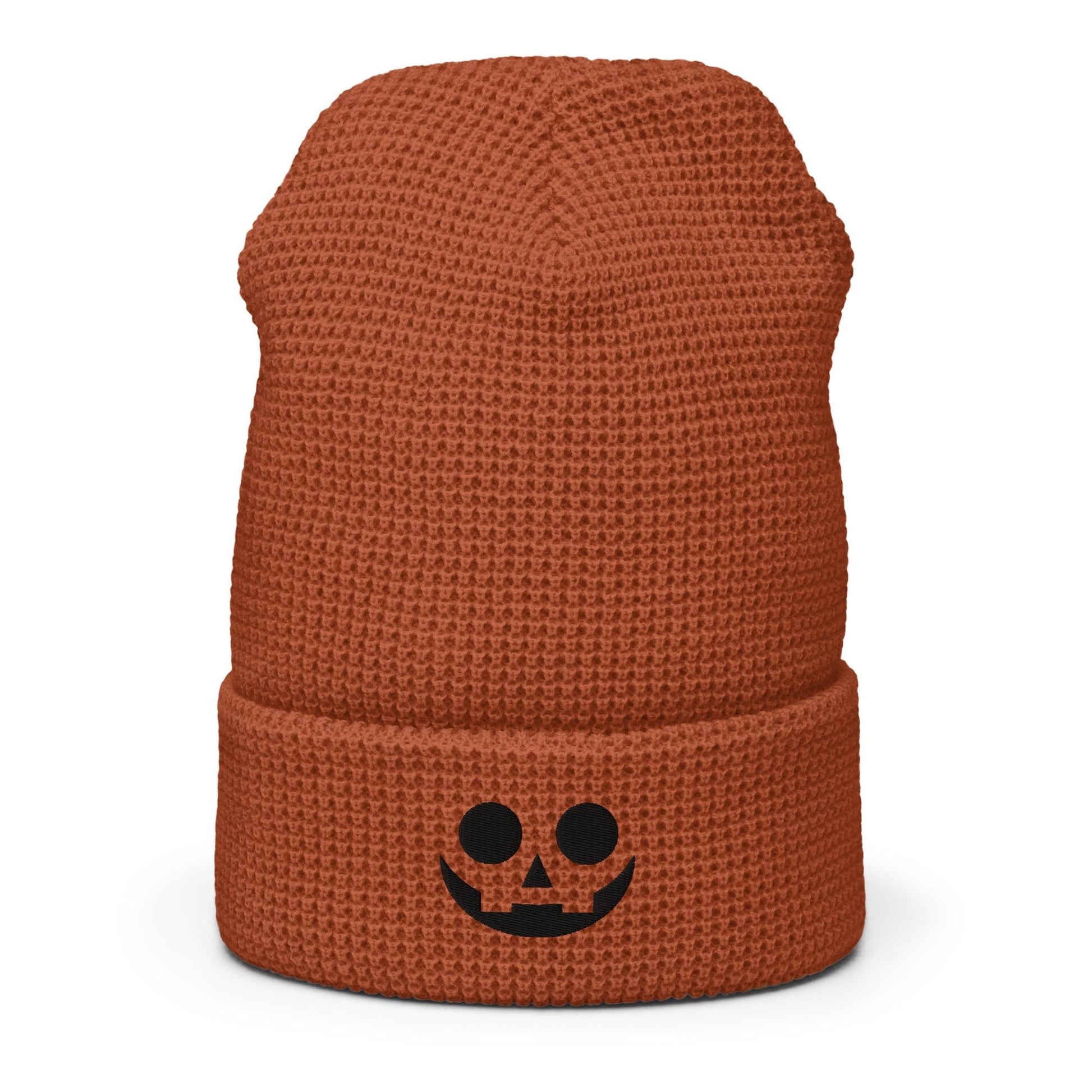 Jack o Lantern Spooky Pumpkin Honeycomb Waffle Beanie for Halloween - Different Faces!