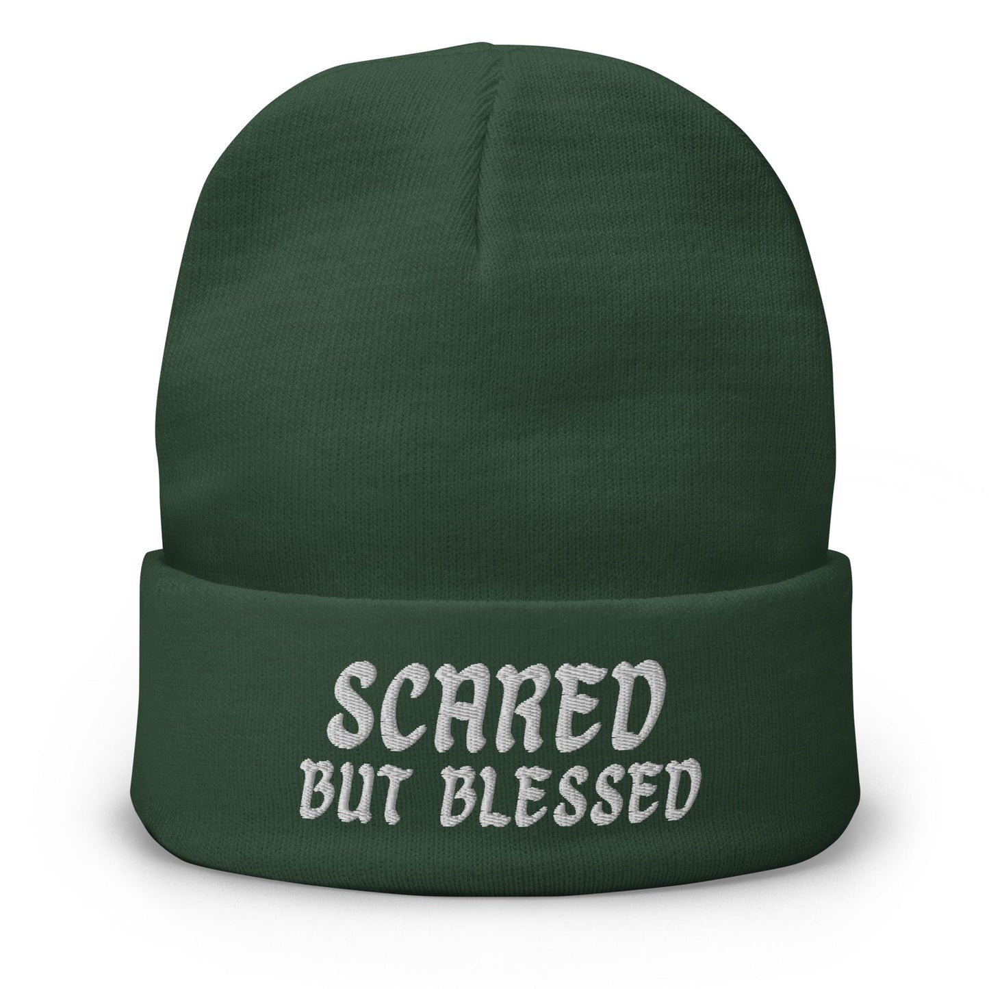 Scared But Blessed&quot; Beanie – Funny Quirky Hat for Cozy Vibes, Absurdist Fashion, and Everyday Chaotic Clothing