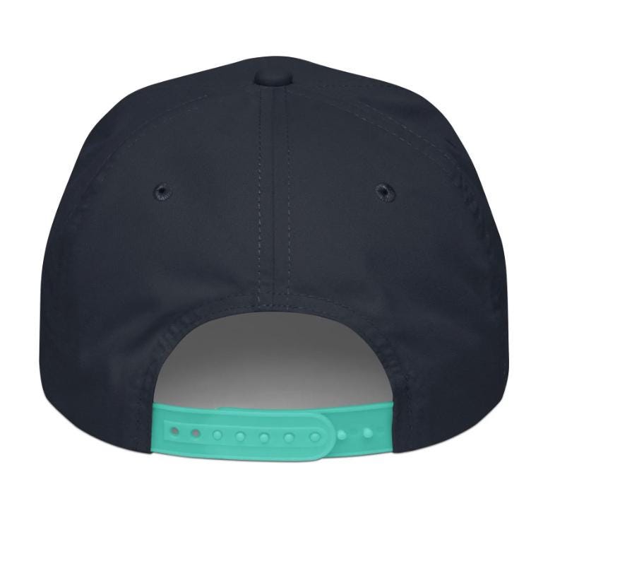 black golf hat with a teal rope near the bill. white text that says &quot;aur naur&quot; (oh no in Australian).